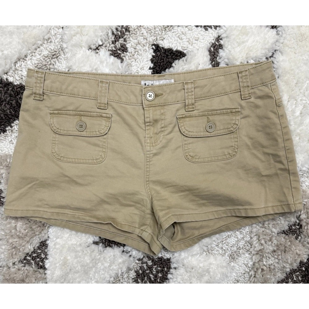 VTG Y2K Lei Micro Mini Khaki Shorts Juniors 13 Low Rise Preppy Baddie Summer